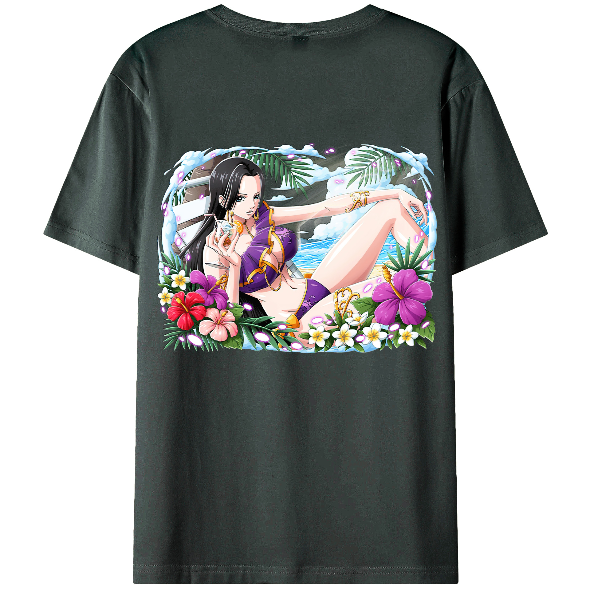 ワンピース ボア・ハンコック ONE PIECE Boa·Hancock 綿100％ メンズ半袖Tシャツ（バックプリント） 通気性